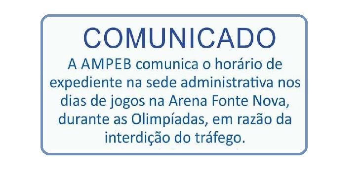 Expediente da Ampeb será alterado durantes as Olimpíadas
