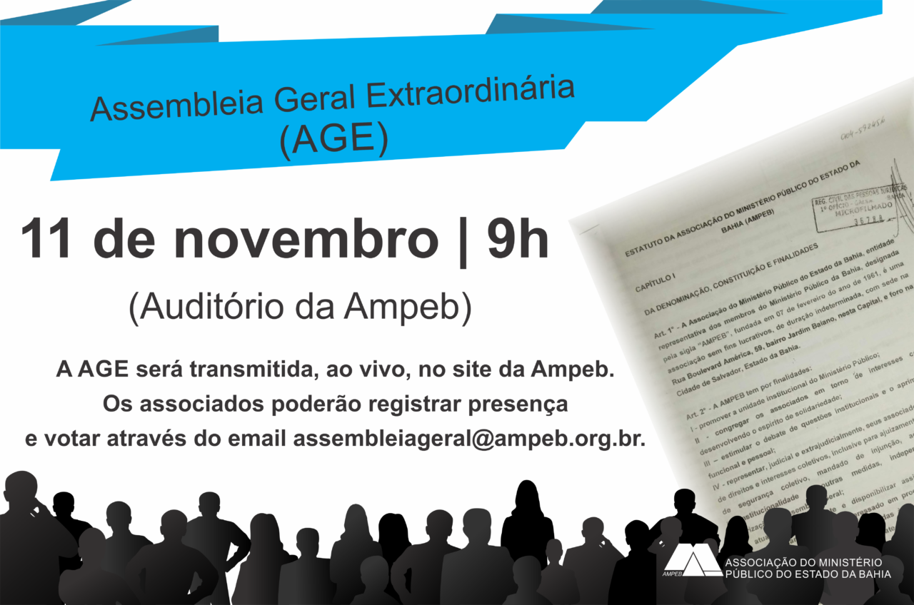 Assembleia Geral Extraordinária (AGE) da Ampeb será dia 11/11/2016