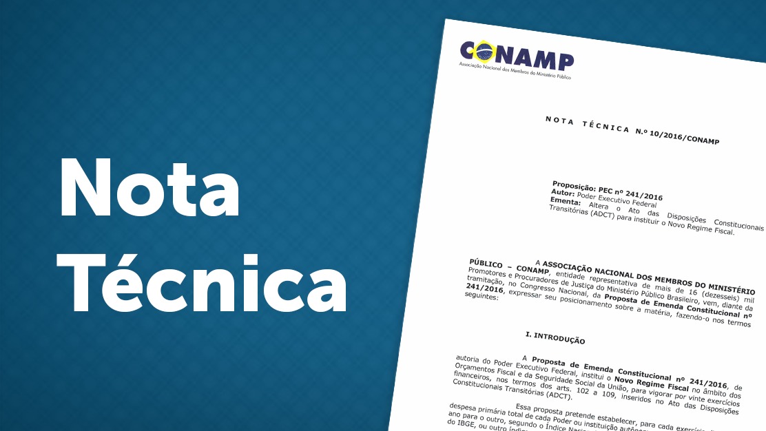 Nota Técnica da CONAMP pede rejeição da PEC 241/2016