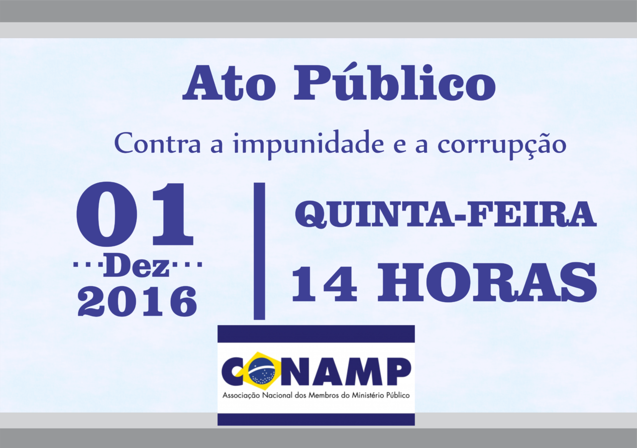 CONAMP convida para Ato Público contra a impunidade e a corrupção