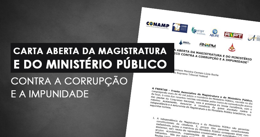 Carta aberta da Magistratura e do Ministério Público contra a corrupção e a impunidade