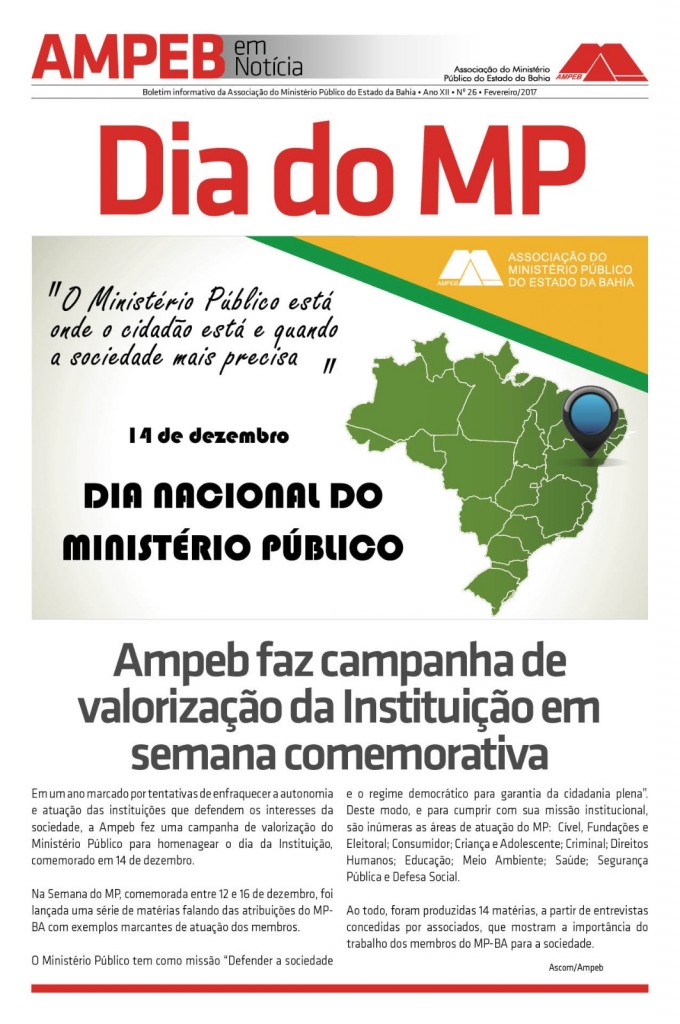 Ampeb em Notícia nº 26 - Dia do MP