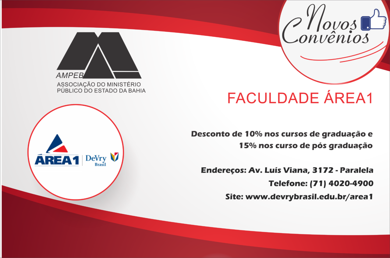 NOVOS CONVÊNIOS: Faculdade Área 1 oferece desconto de até 15% a associados