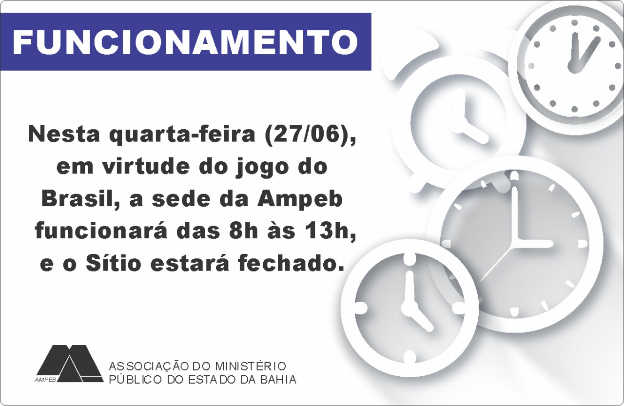 Horário de funcionamento da Ampeb – 27/06/2018