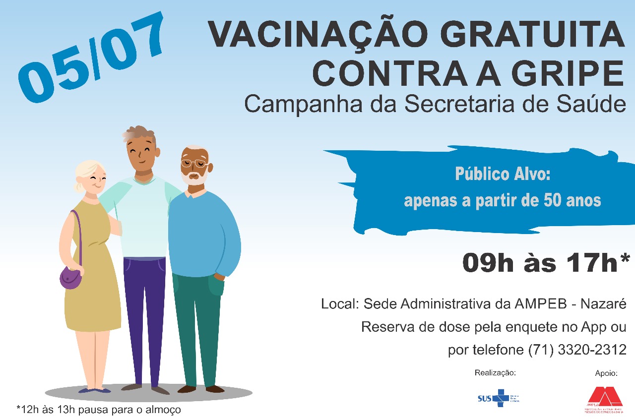 GRIPE 2018: Campanha vacina gratuitamente pessoas a partir de 50 anos