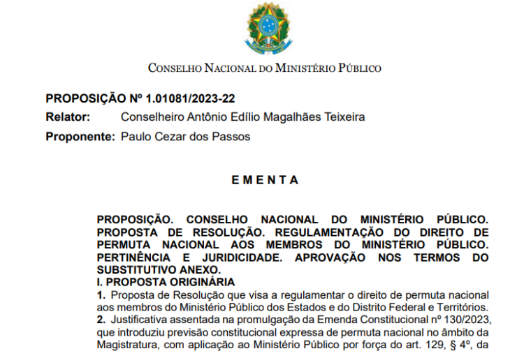 CNMP aprova permuta entre membros dos Ministérios Públicos estaduais