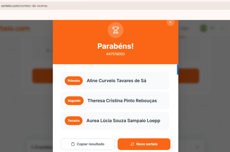 Relação de contemplados no sorteio do 3º CONAMP Mulher