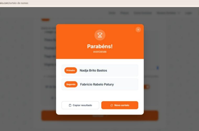 Resultado do sorteio de diárias no Hotel Príncipe do Mutá